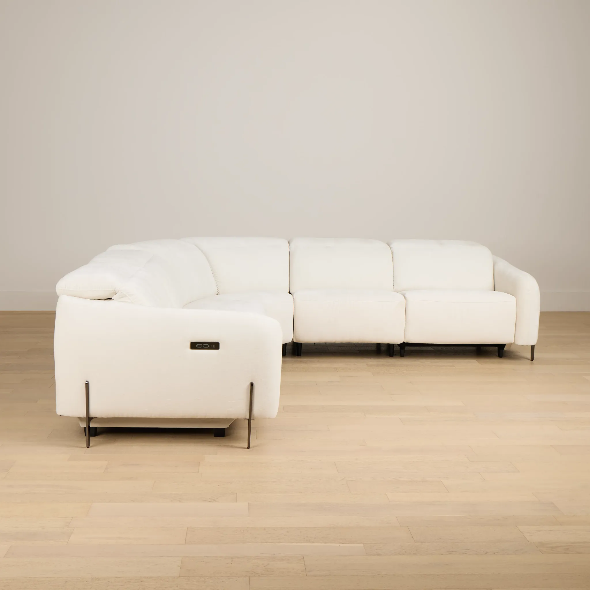 Zuri White Velvet Small Two-arm Power Reclining Sectional