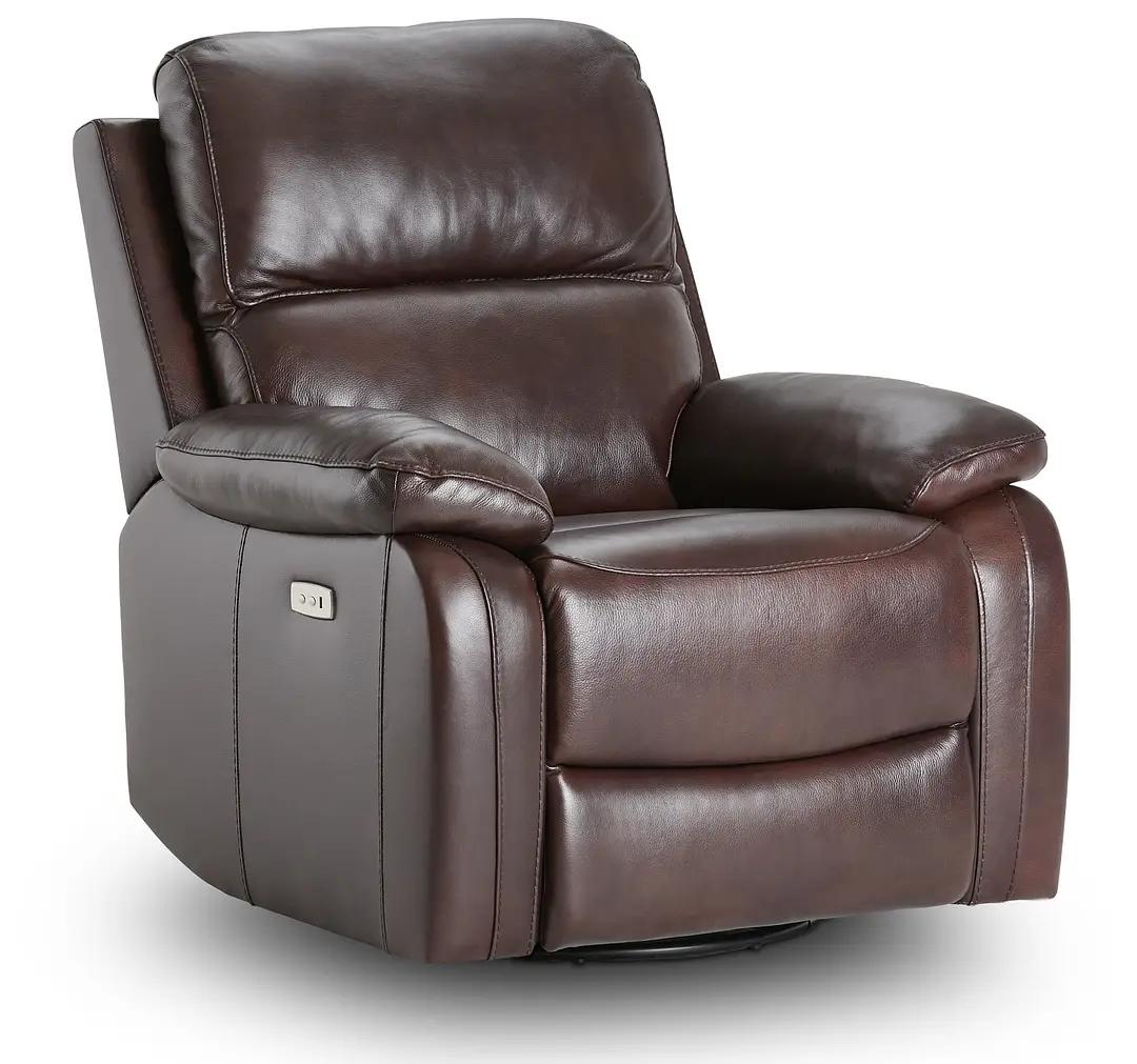Mason Brown Leather Power Swivel Glider Recliner Mason Brown Leather Power Swivel Glider Recliner