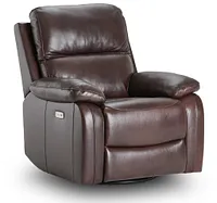Mason Brown Leather Power Swivel Glider Recliner