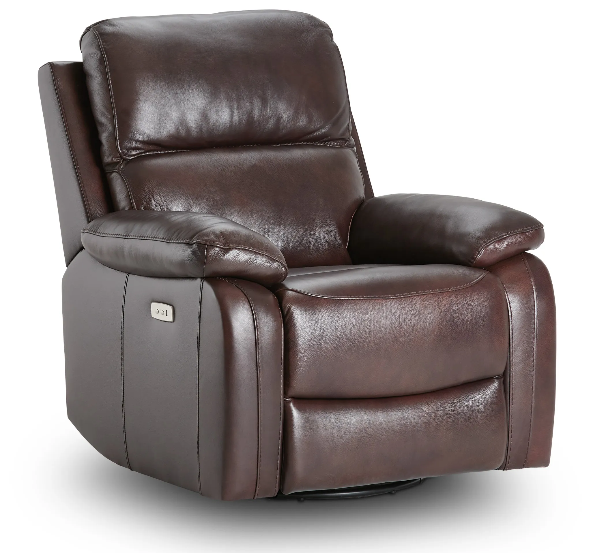 Mason Brown Leather Power Swivel Glider Recliner