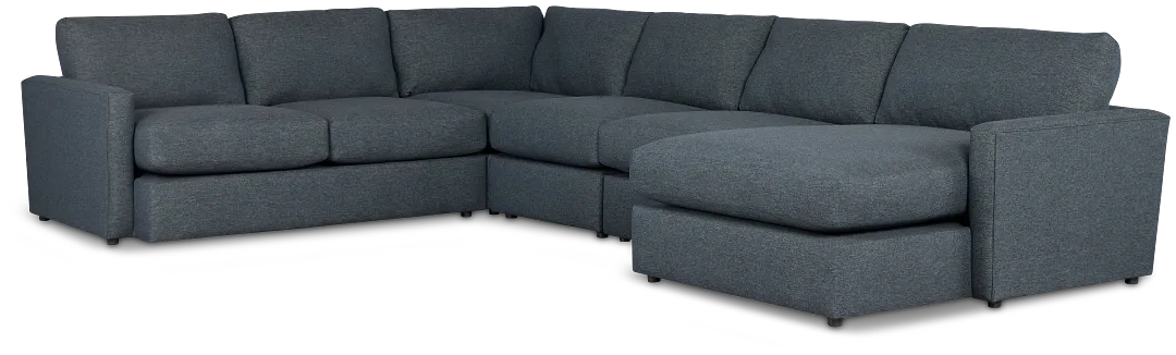 Noah Dark Blue Fabric Large Right Chaise Sectional