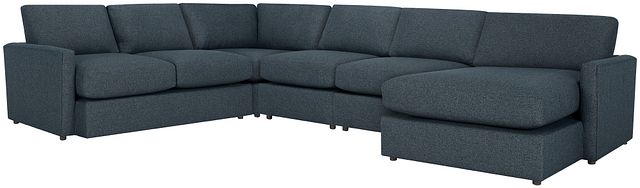 Noah Dark Blue Fabric Large Right Chaise Sectional