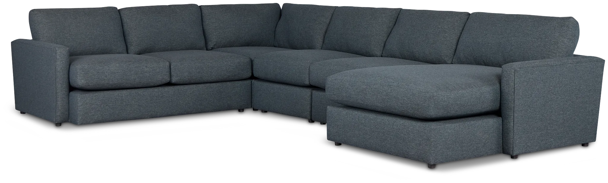 Noah Dark Blue Fabric Large Right Chaise Sectional