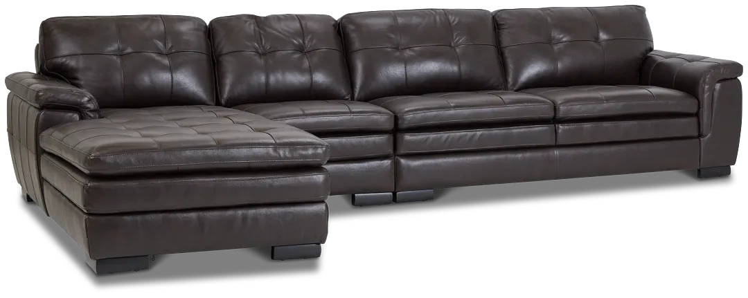 Braden Dark Brown Leather Small Left Chaise Sectional
