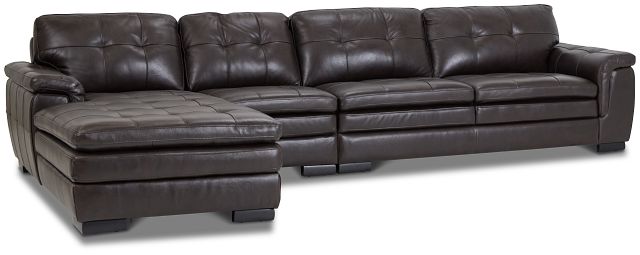 Braden Dark Brown Leather Small Left Chaise Sectional