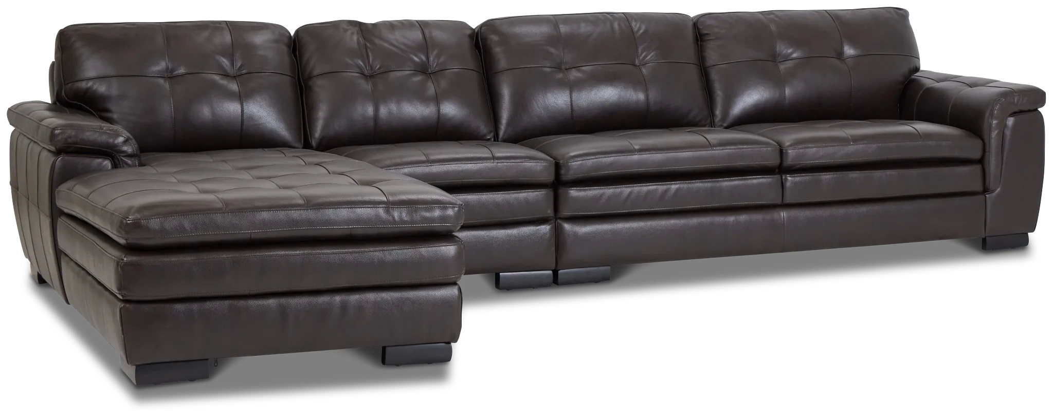 Braden Dark Brown Leather Small Left Chaise Sectional