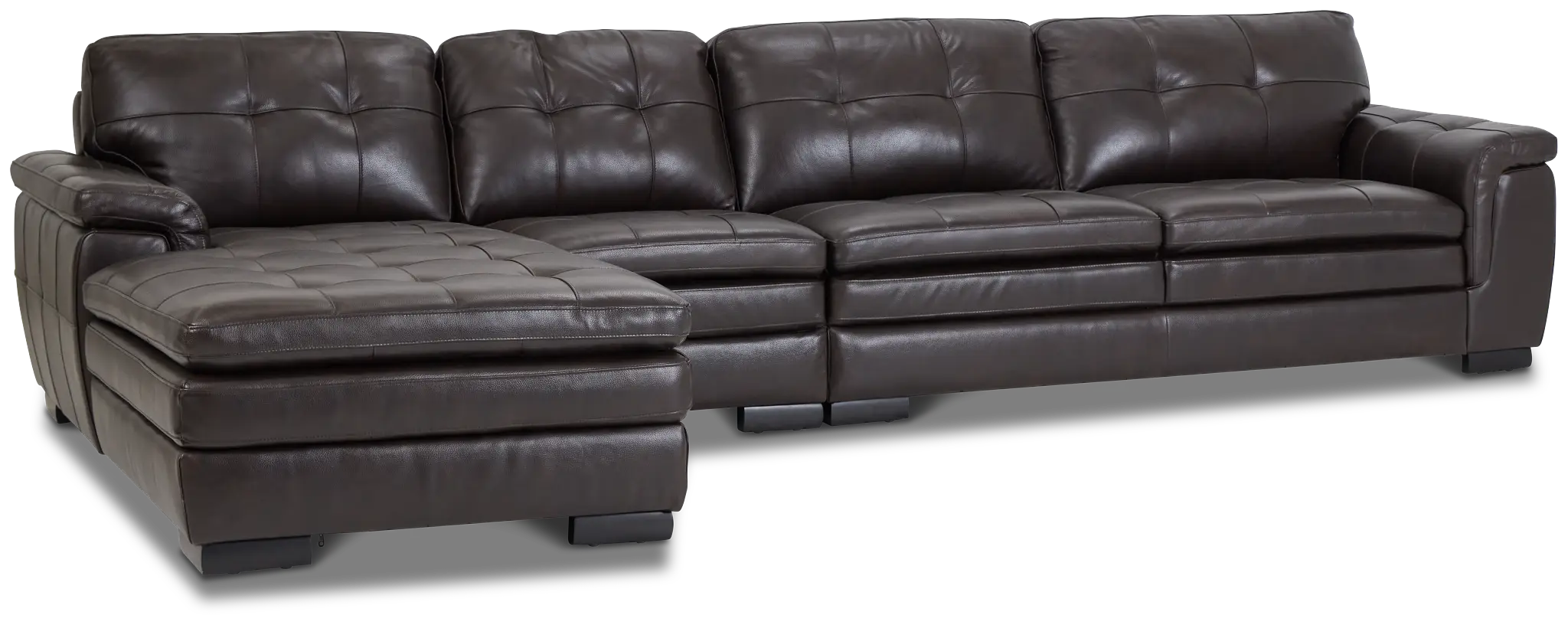 Braden Dark Brown Leather Small Left Chaise Sectional Braden Dark Brown Leather Small Left Chaise Sectional