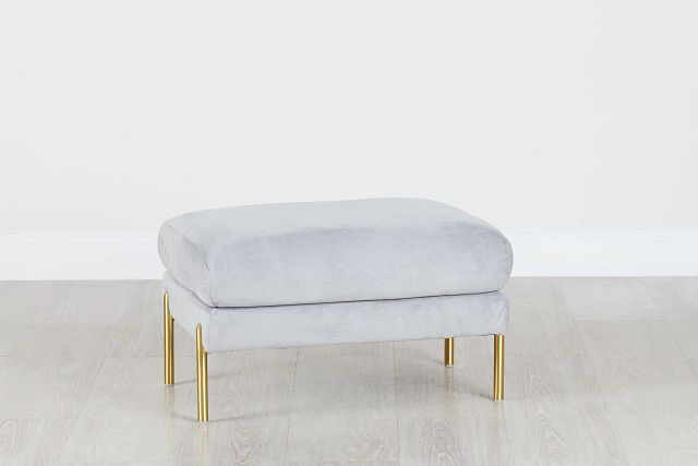 Bella Gray Velvet Ottoman