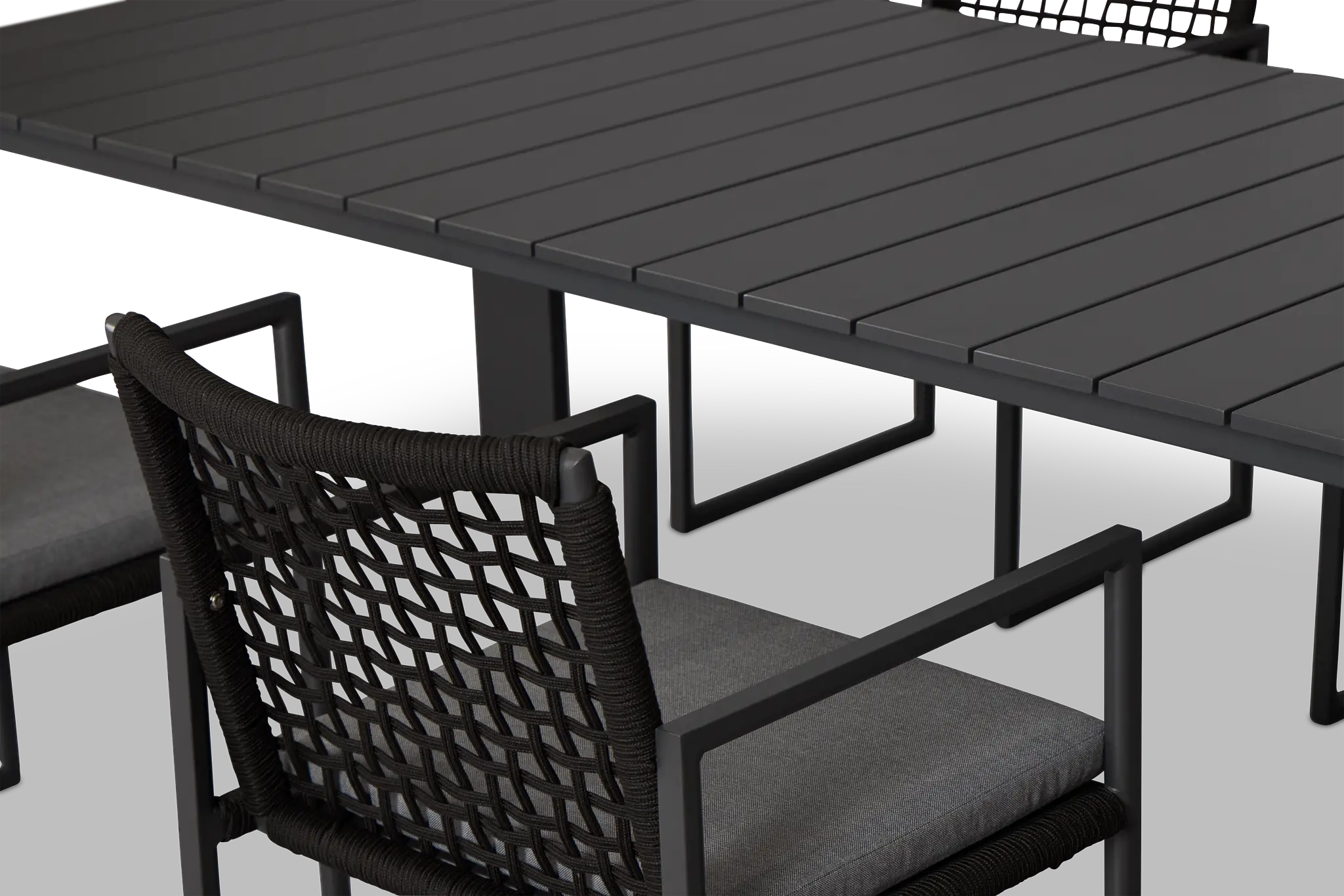 Sunrise Dark Gray 86" Rectangular Table & 4 Aluminum Arm Chairs Sunrise Dark Gray 86" Rectangular Table & 4 Aluminum Arm Chairs