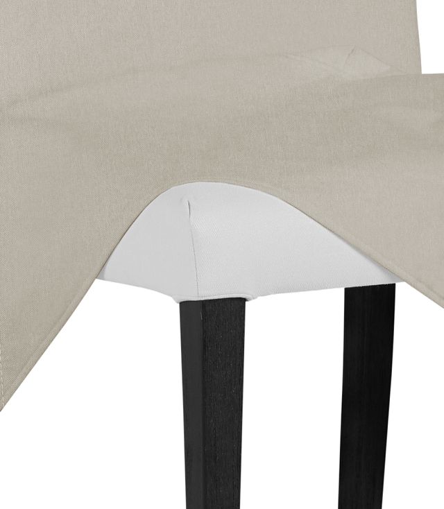 Harbor Light Beige Long Slipcover Chair With Dark-tone Leg