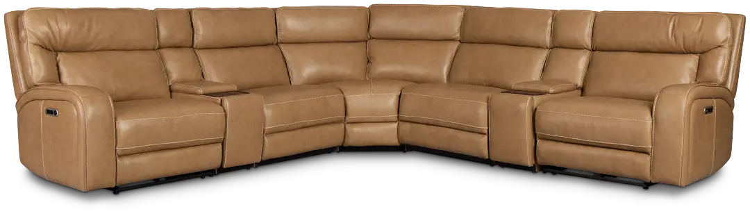 Jasper Light Brown Leather Large Dual Power Reclining Two-arm Sectional Jasper Light Brown Leather Large Dual Power Reclining Two-arm Sectional