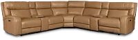 Jasper Light Brown Leather Large Dual Power Reclining Two-arm Sectional