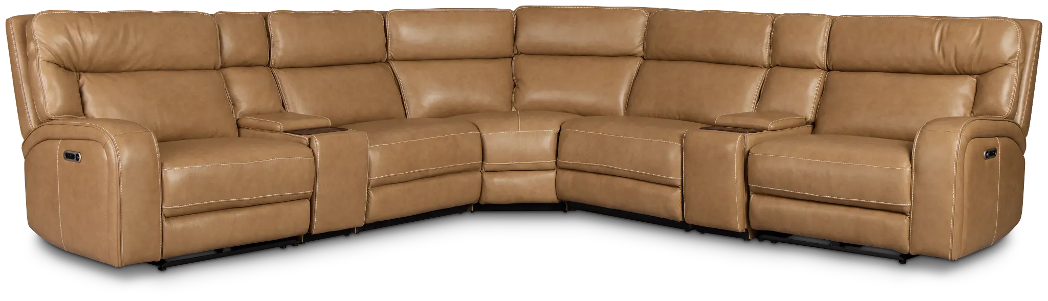 Jasper Light Brown Leather Large Dual Power Reclining Two-arm Sectional Jasper Light Brown Leather Large Dual Power Reclining Two-arm Sectional