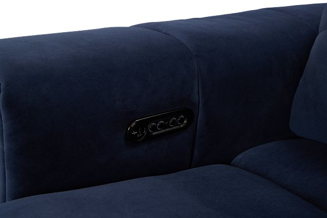 Gemma Navy Velvet Large Left Chaise Power Reclining Sectional