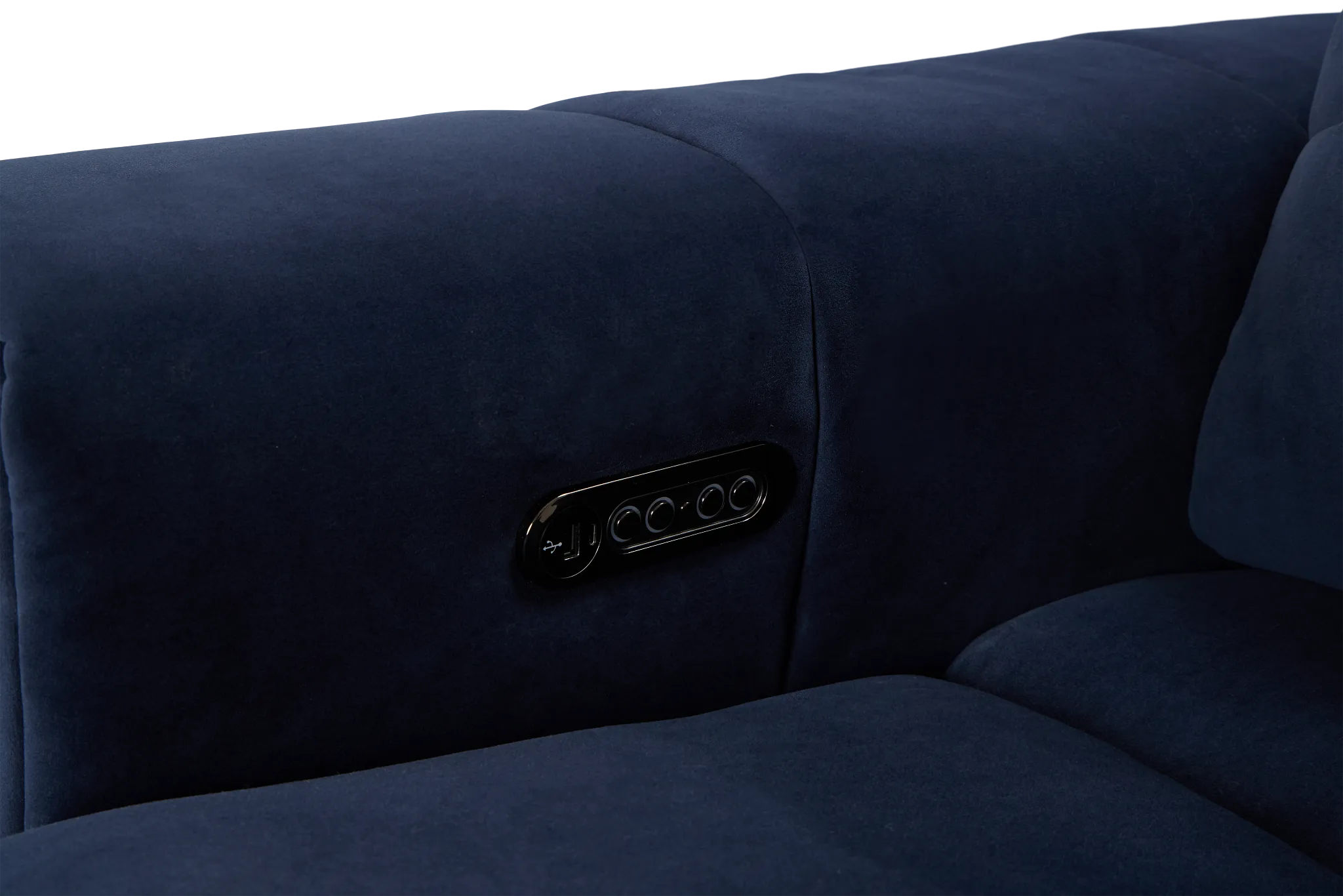 Gemma Navy Velvet Large Left Chaise Power Reclining Sectional