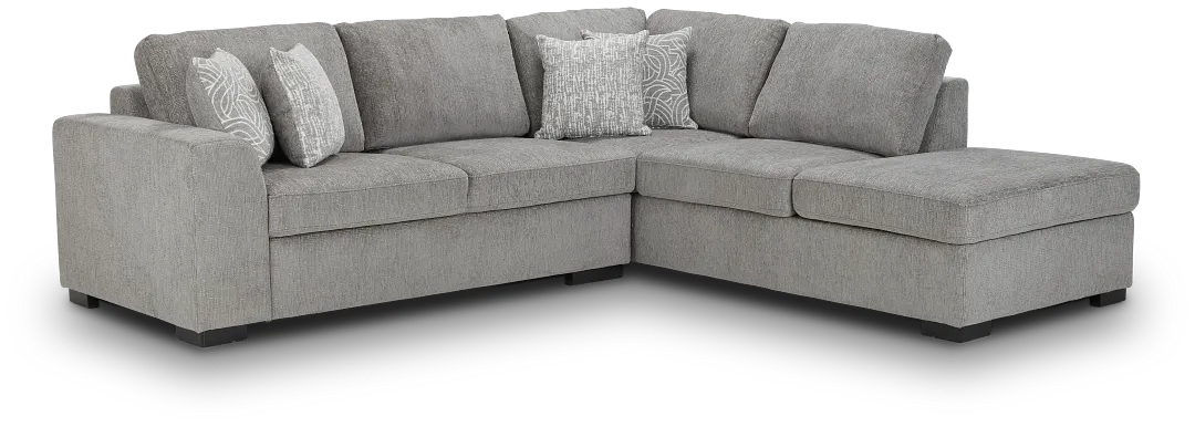 Blakely Gray Fabric Small Right Bumper Sectional
