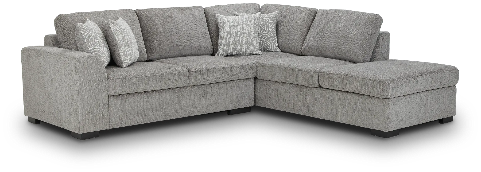 Blakely Gray Fabric Small Right Bumper Sectional