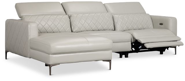 Ava Light Gray Micro Left Chaise Power Reclining Sectional