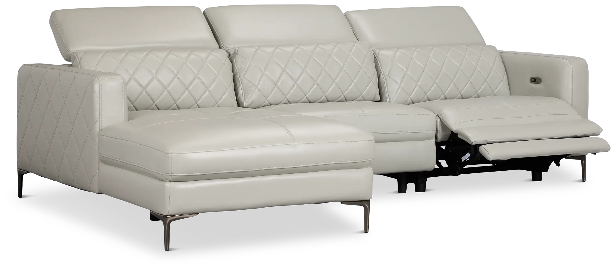 Ava Light Gray Micro Left Chaise Power Reclining Sectional