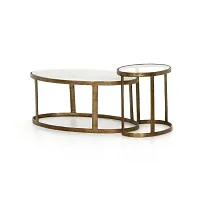 Four Hands Caren White Marble Nesting Coffee Table