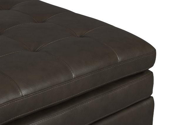 Braden Dark Gray Leather Storage Ottoman