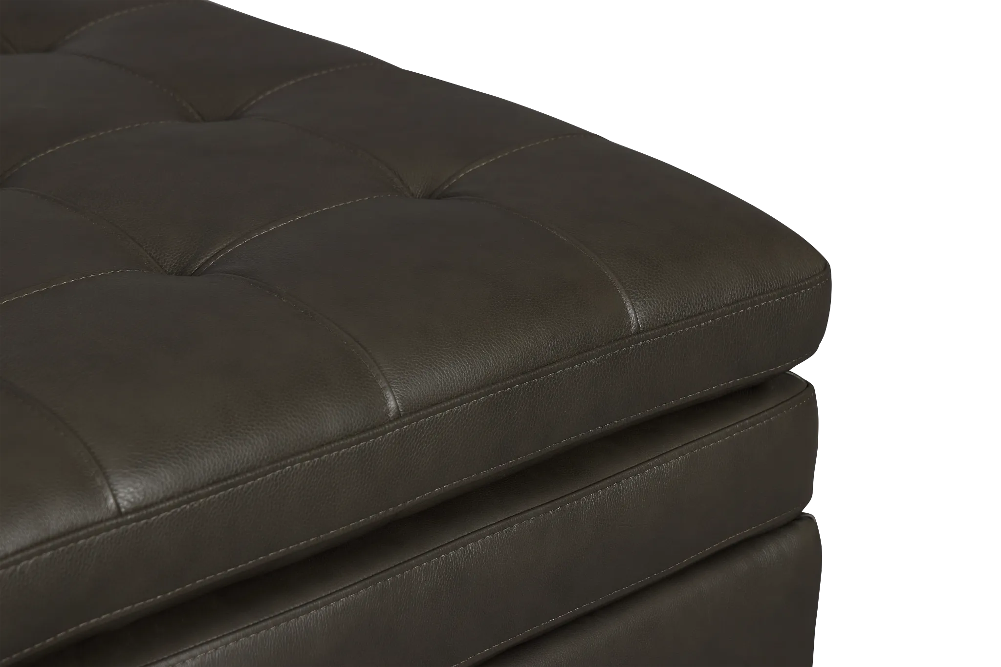 Braden Dark Gray Leather Storage Ottoman
