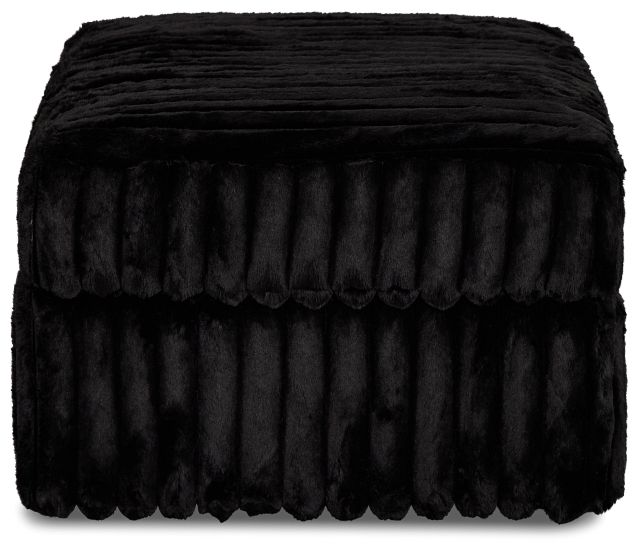 Teddy Black Fabric Ottoman