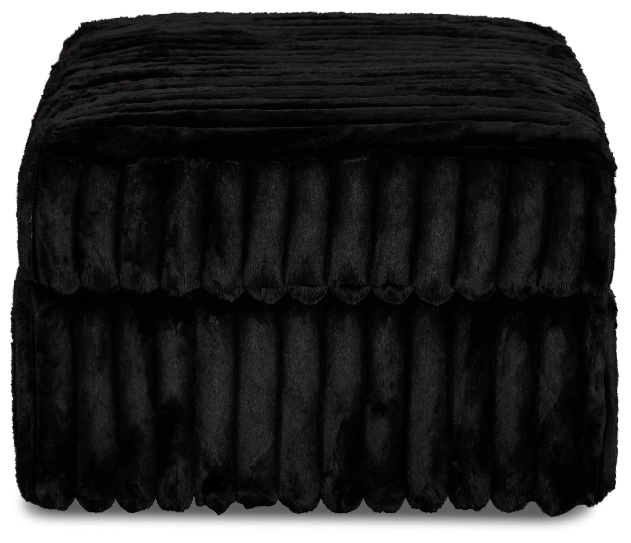 Teddy Black Fabric Ottoman