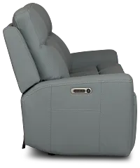 Sterling Blue Lthr/vinyl Power Reclining Sofa
