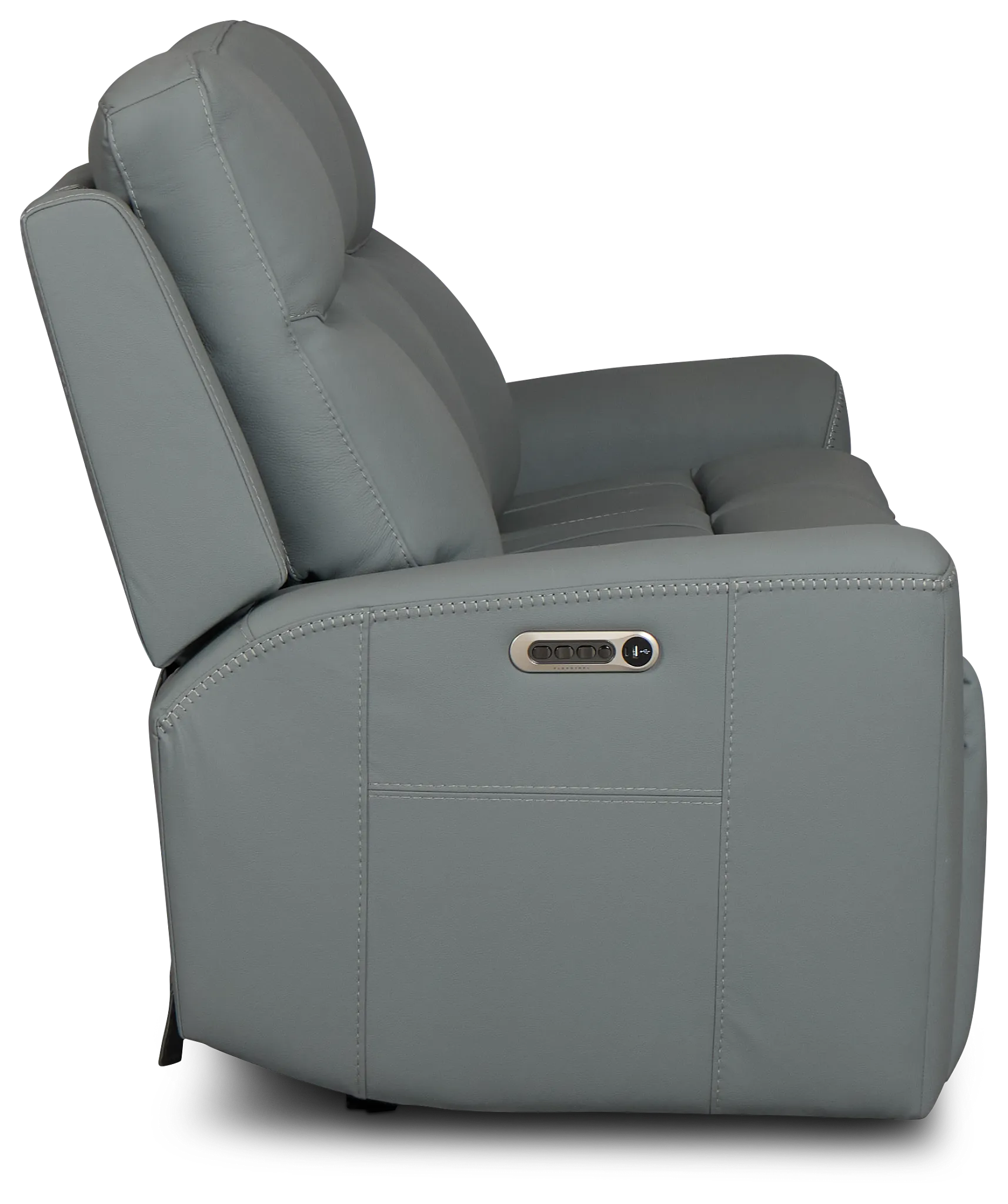Sterling Blue Lthr/vinyl Power Reclining Sofa