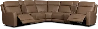 Flexsteel Belmont Dark Brown Lthr/vinyl Large Dual Power Reclining Two-arm Sectional