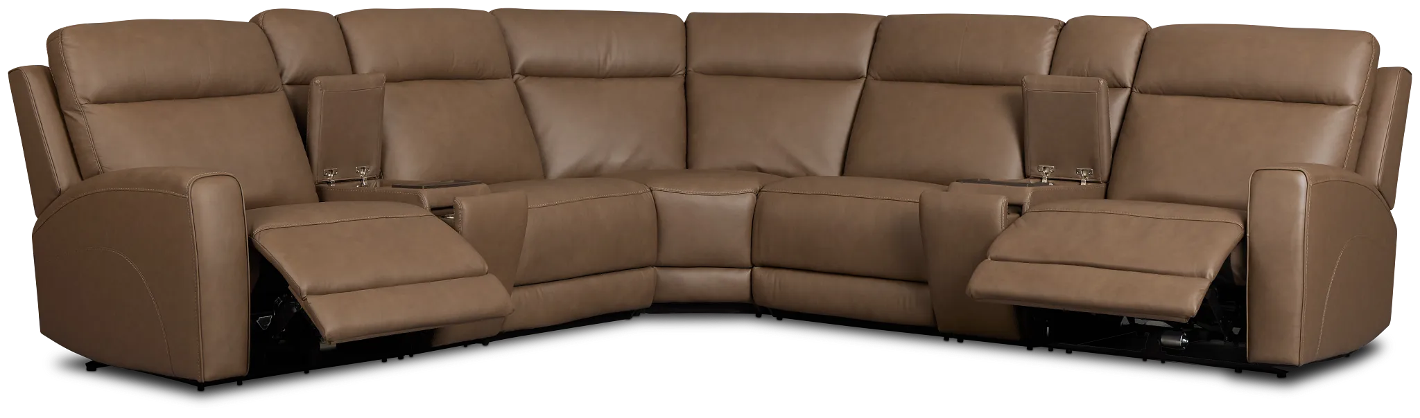 Flexsteel Belmont Dark Brown Lthr/vinyl Large Dual Power Reclining Two-arm Sectional