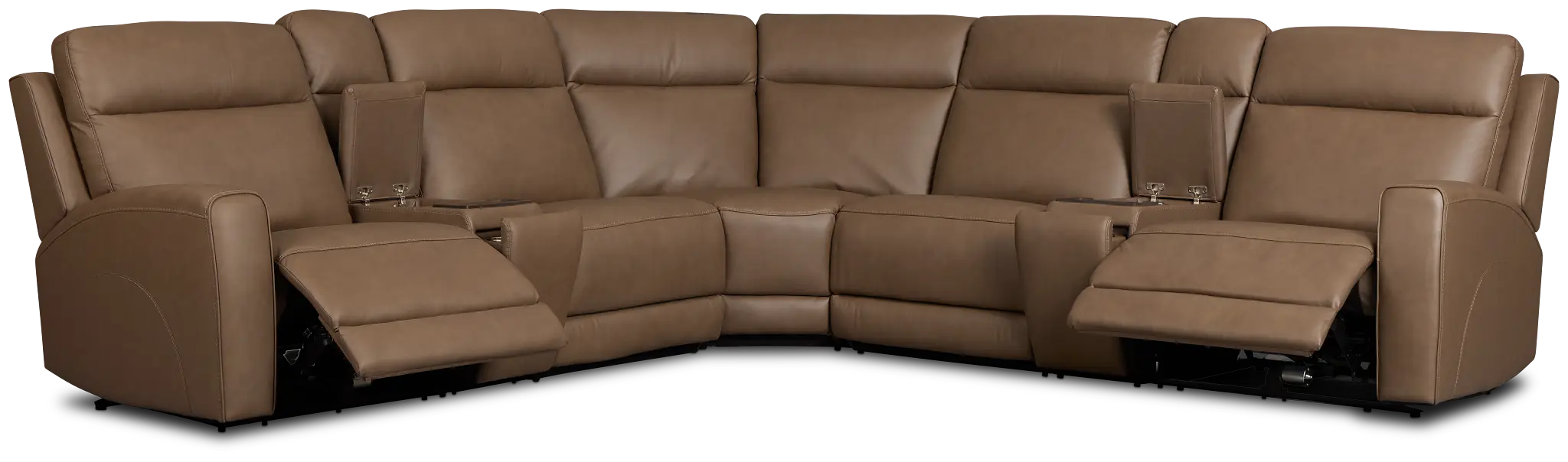 Flexsteel Belmont Dark Brown Lthr/vinyl Large Dual Power Reclining Two-arm Sectional Flexsteel Belmont Dark Brown Lthr/vinyl Large Dual Power Reclining Two-arm Sectional