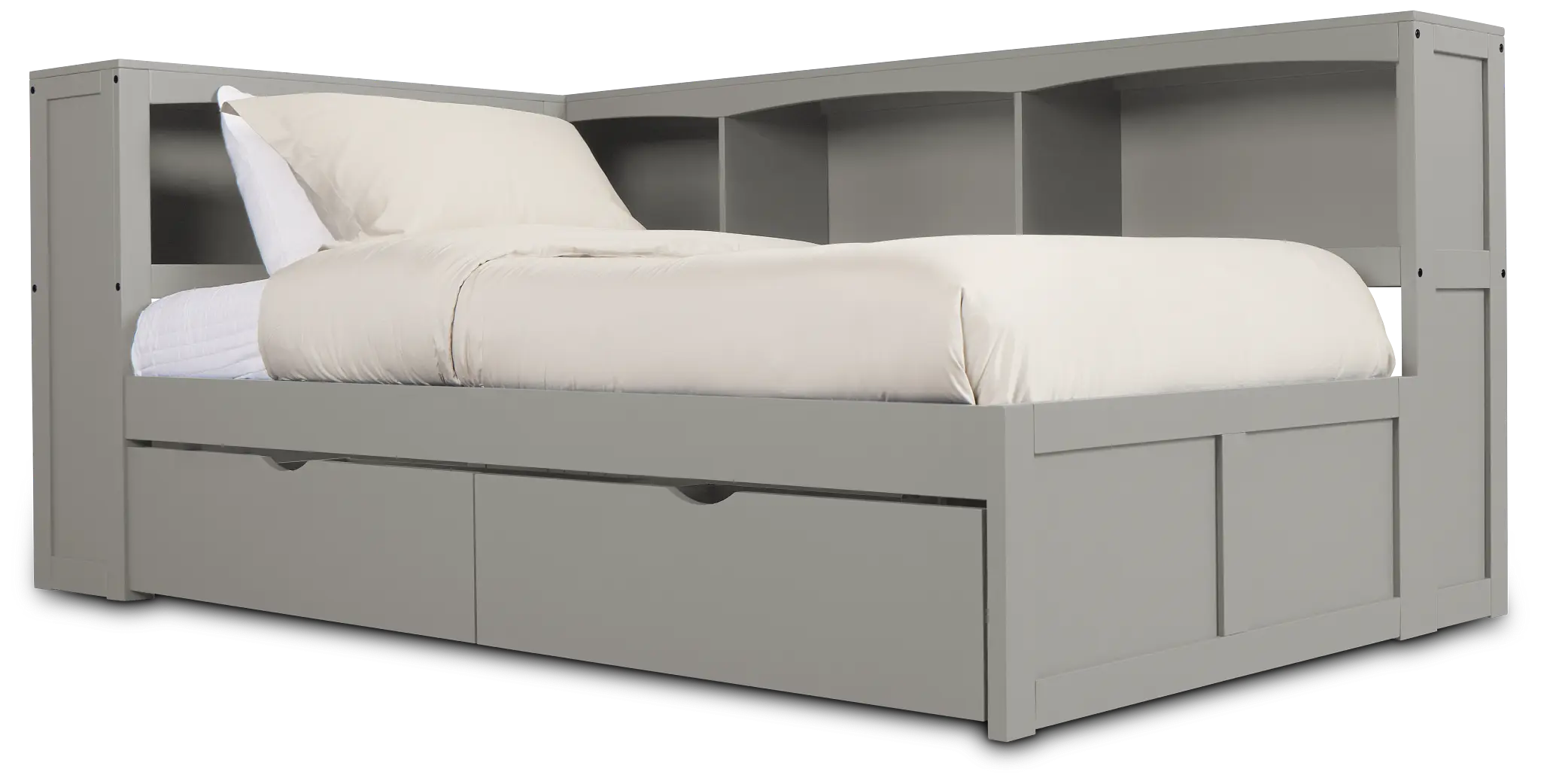 Charleston Gray Corner Bookcase Bed With Trundle Charleston Gray Corner Bookcase Bed With Trundle