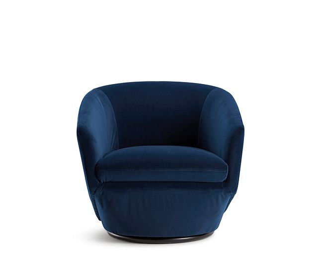 Darian Dark Blue Velvet Swivel Accent Chair