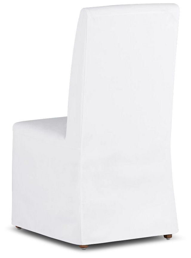 Harbor White Long Slipcover Chair With Light Tone Leg