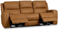 Summit Light Brown Lthr/vinyl Power Reclining Sofa W/ Power Headrest