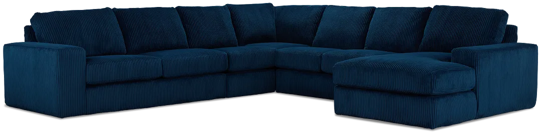 Charlie Dark Blue Fabric Large Right Chaise Sectional