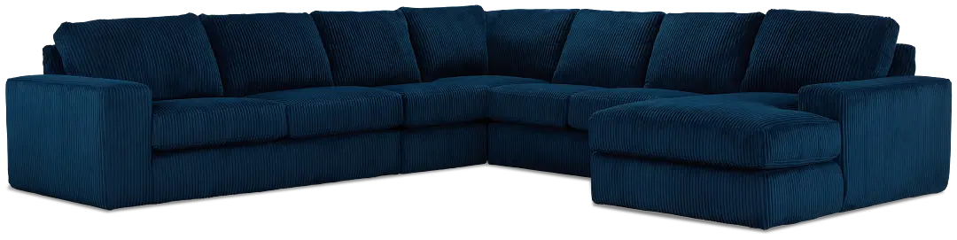 Charlie Dark Blue Fabric Large Right Chaise Sectional Charlie Dark Blue Fabric Large Right Chaise Sectional