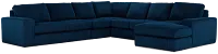 Charlie Dark Blue Fabric Large Right Chaise Sectional