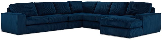 Charlie Dark Blue Fabric Large Right Chaise Sectional