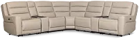Wilder Taupe Leather Large Tri Power Sectional W/refrigerated Console