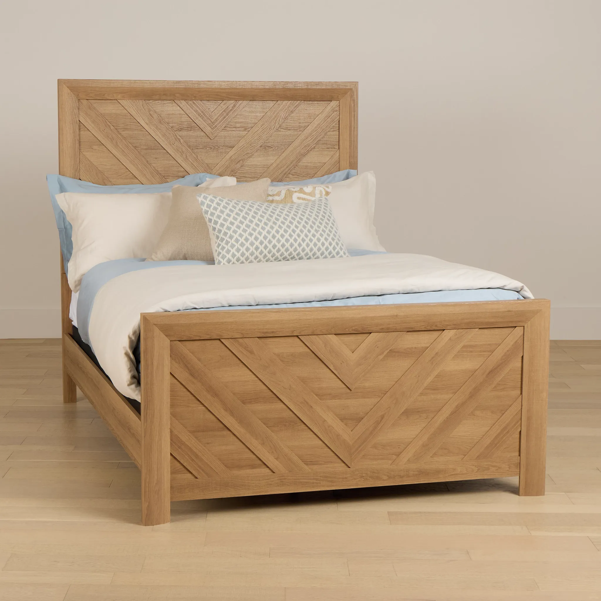 Delray Light Tone Panel Bed