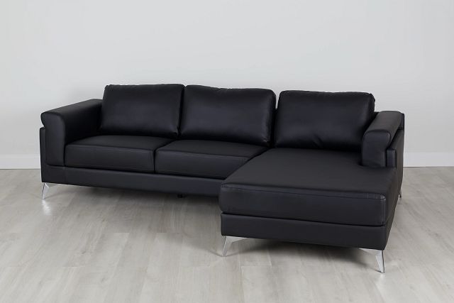 Gianna Black Micro Right Chaise Sectional (0)