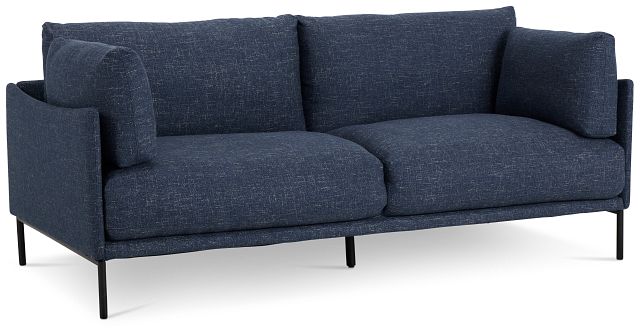 Oliver 79" Dark Blue Fabric Sofa (1)