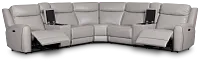 Walker Light Gray Lthr/vinyl Large Dual Power Reclining Two-arm Sectional