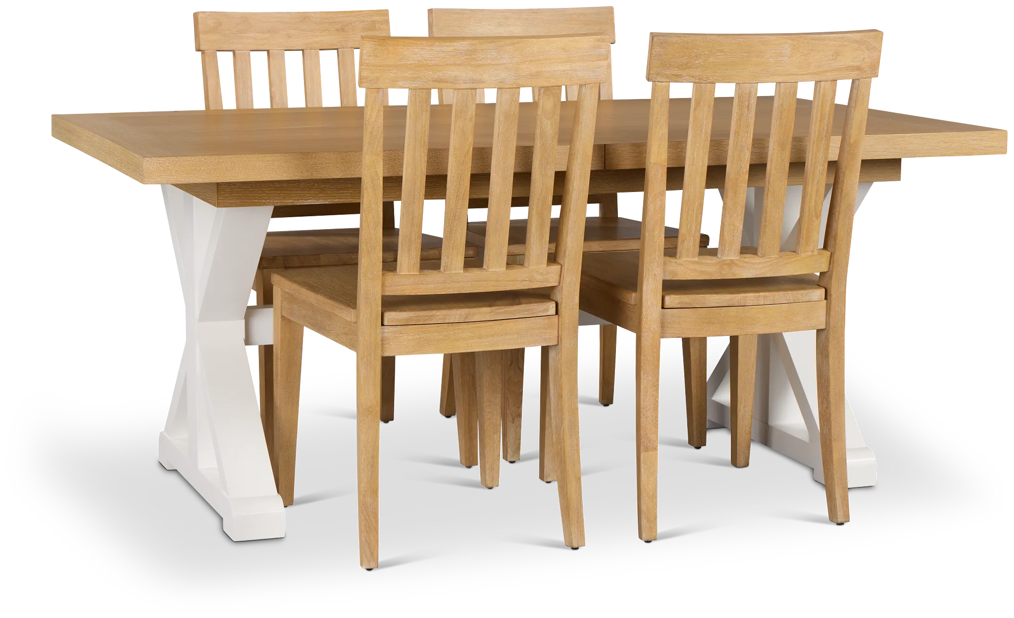 Nantucket Two-tone Light Tone Trestle Table & 4 Light Tone Chairs