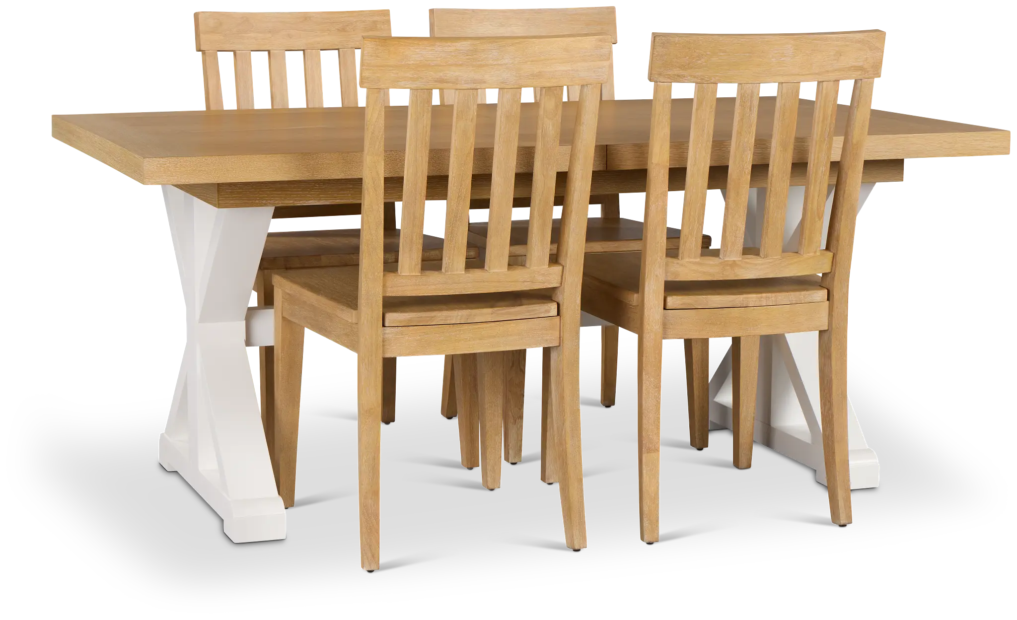 Nantucket Two-tone Light Tone Trestle Table & 4 Light Tone Chairs Nantucket Two-tone Light Tone Trestle Table & 4 Light Tone Chairs