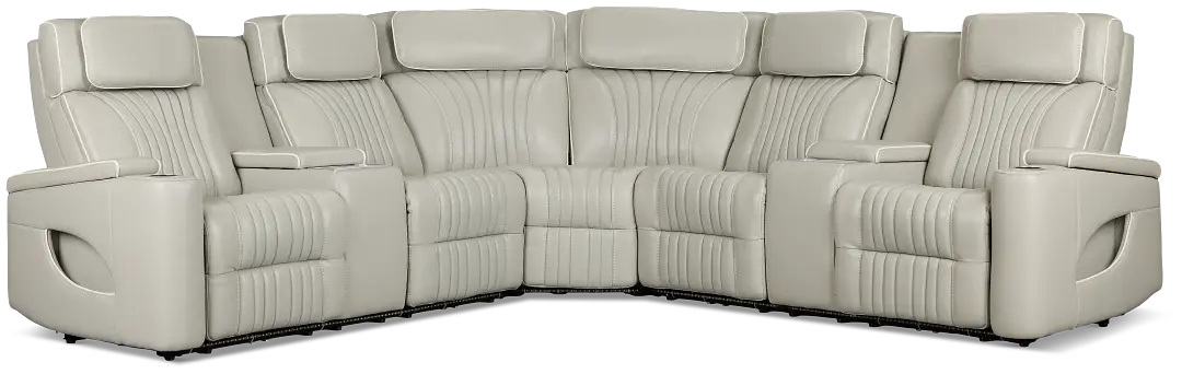 Nova Light Gray Lthr/vinyl Medium 2-arm Quadruple Power Massage Sectional Nova Light Gray Lthr/vinyl Medium 2-arm Quadruple Power Massage Sectional