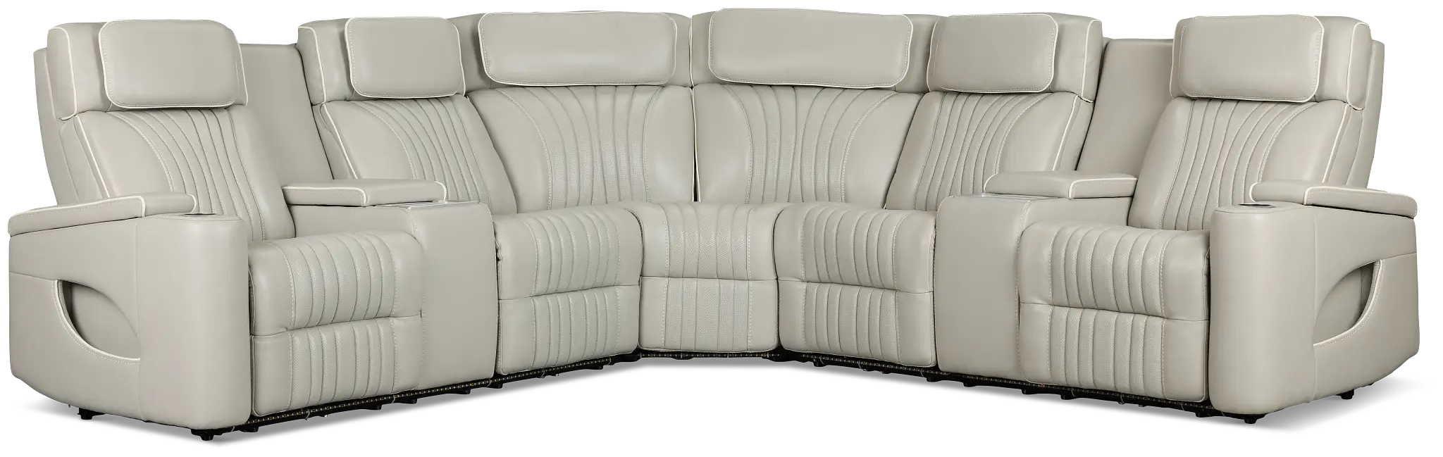 Nova Light Gray Lthr/vinyl Medium 2-arm Quadruple Power Massage Sectional Nova Light Gray Lthr/vinyl Medium 2-arm Quadruple Power Massage Sectional